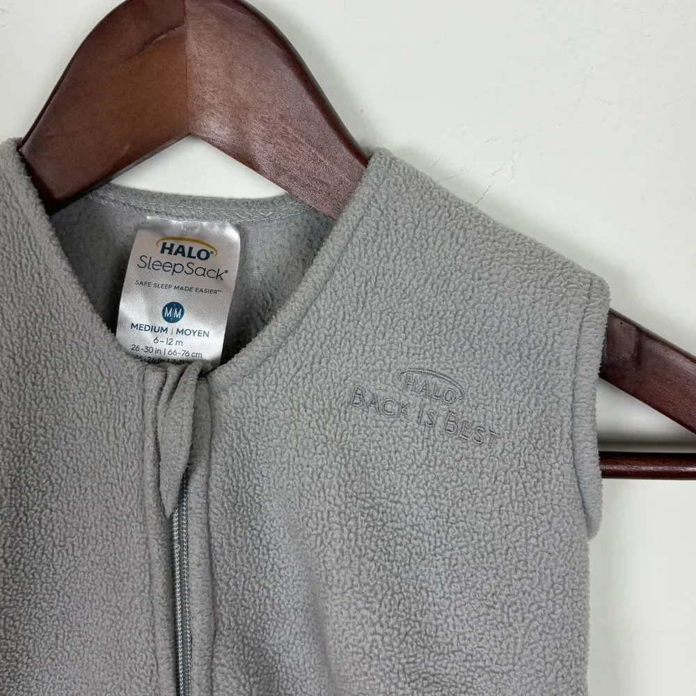 Halo Sleepsack Gray Fleece Baby Size Medium 6-12 Months
